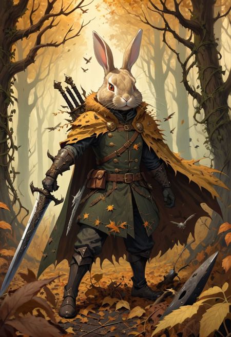 25380-4281856737-dark fantasy, the autumn tales of hero rabbit warrior, intricate clothes, thorns, rusted needle sword, button shield, cruisader.jpg